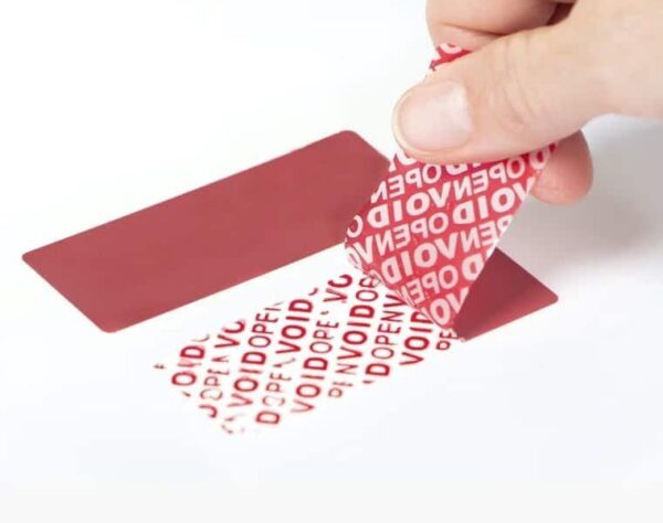 Etiquetas de seguridad VOID rojo mate con transferencia PARCIAL diferente medida